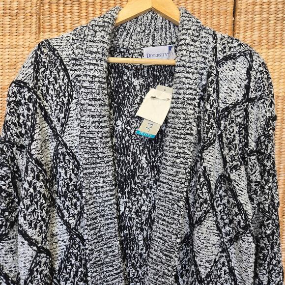 Diversity Petite Womens Deadstock Vtg 90s Cabincore Cozy Chunky Knit Cardigan L - Picture 2 of 10
